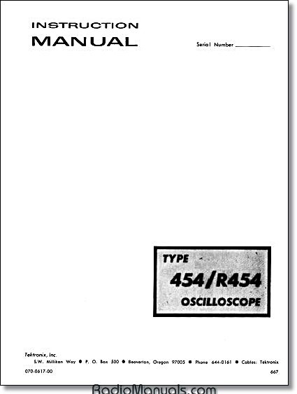 Tektronix 454 Instruction Manual Tektronix 454 Instruction Manual